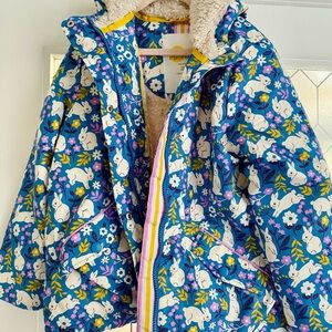 Mini Boden Blue Floral Bunny Raincoat